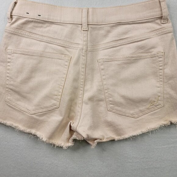 Express Jeans Womens Distressed Frayed Hem Denim Shorts Size 4 Beige - Picture 3 of 8